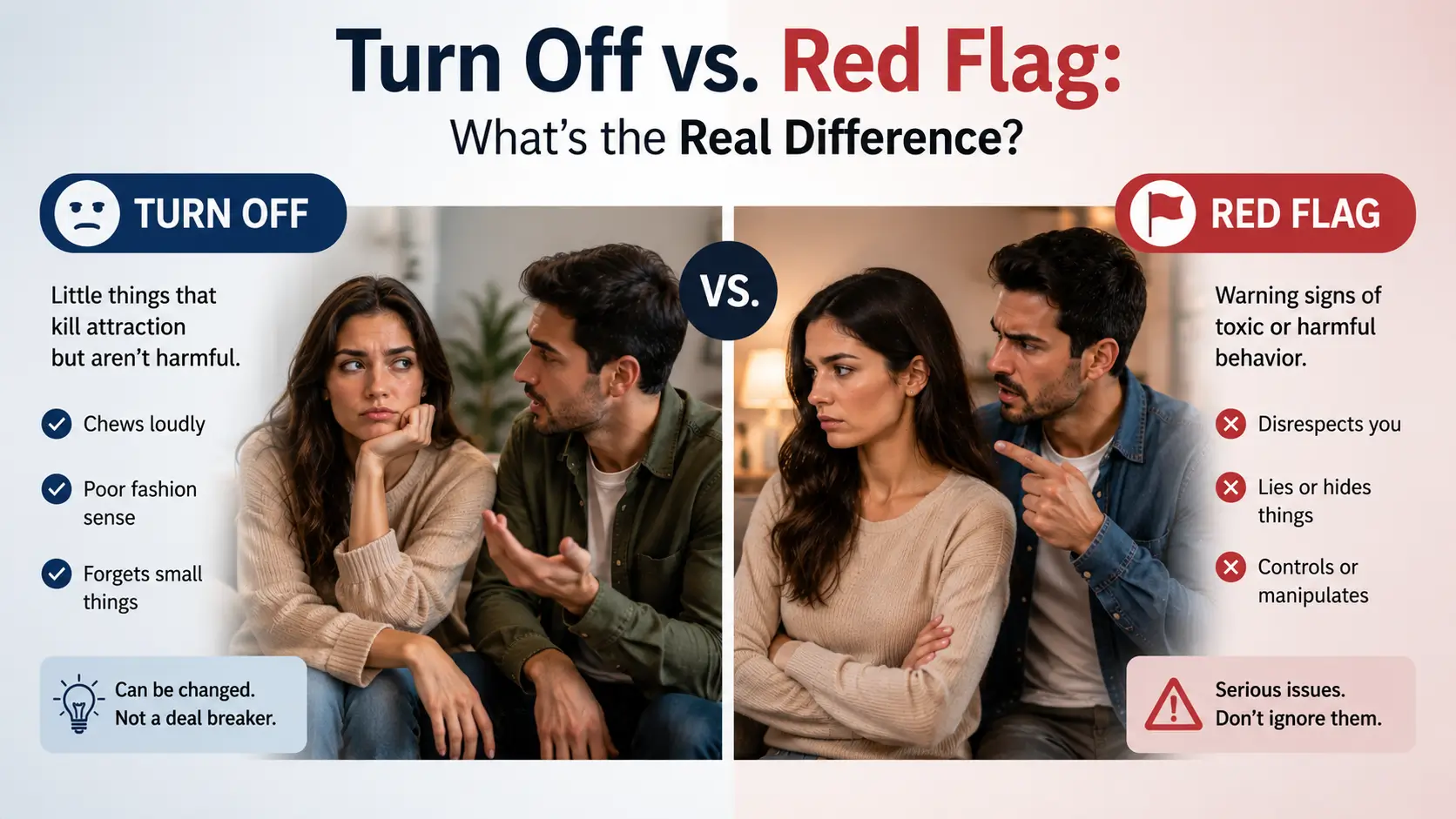 Turn Off vs. Red Flag: Understanding the Key Differences in Relationships